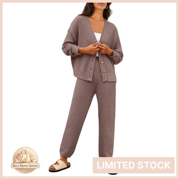 Oversized Cardigan Lounge Set Slouchy Chic Loungewear Two Piece Comfy